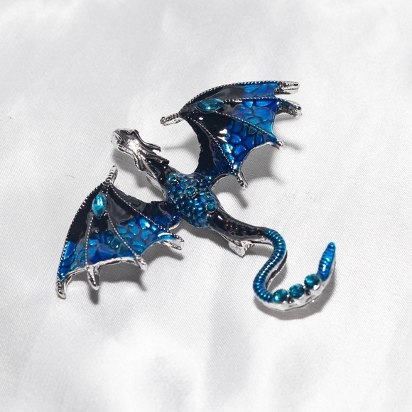 ✨Betsey Johnson Draco Blue Dragon Brooch - Picture 3 of 6